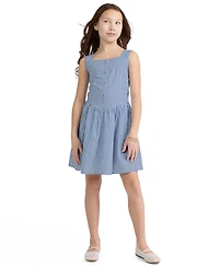 abercrombie kids Girls' Faux Button Square Neck Mini Dress