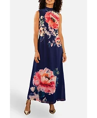 Yumi Women's Flower High Neck Maxi Dress