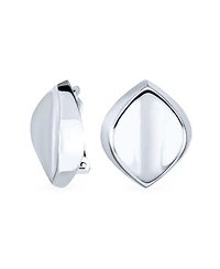 Bling Jewelry Modern Oval Concave Clip On Earrings .925 Sterling Silver Non Pierced Ears