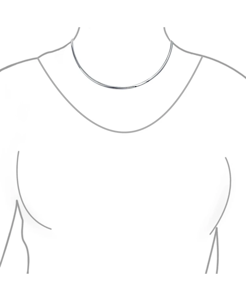 Bling Jewelry Simple Charm Slider Contoured Choker Collar Statement Necklace .925 Silver Sterling 2MM