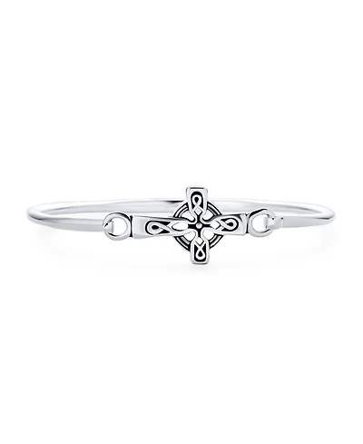 Bling Jewelry Religious Celtic Love Knot Sideways Cross Bangle Bracelet .925 Sterling Silver