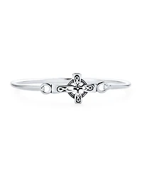 Bling Jewelry Religious Celtic Love Knot Sideways Cross Bangle Bracelet .925 Sterling Silver