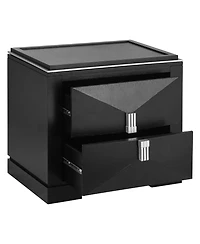 Rainsken Modern Nightstand, Wood Diamond Shaped End Table, 2 Drawers Bedside Table with Storage for Bedroom, Living Room