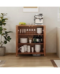 gaomon 34" Boho Sideboard Buffet Cabinet with Storage, Freestanding Storage Cabinet with Adjustable Shelves, Coffee Bar Console Table for Dining