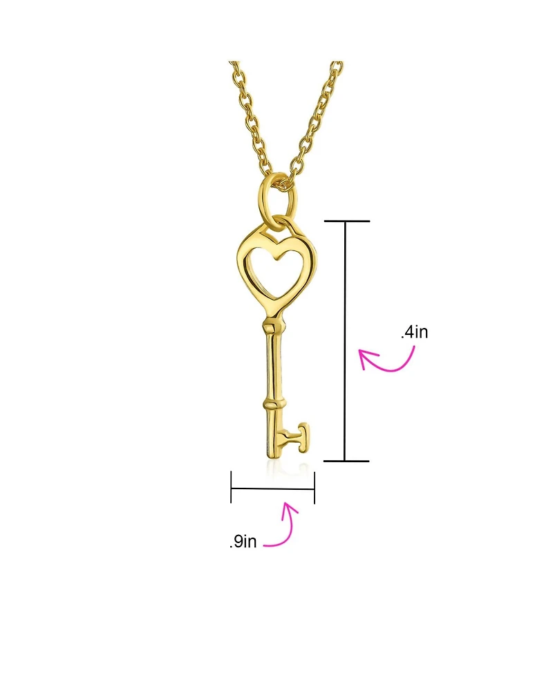 Bling Jewelry Romantic Key to Her Heart Pendant Necklace Gold Plated .925 Sterling Silver