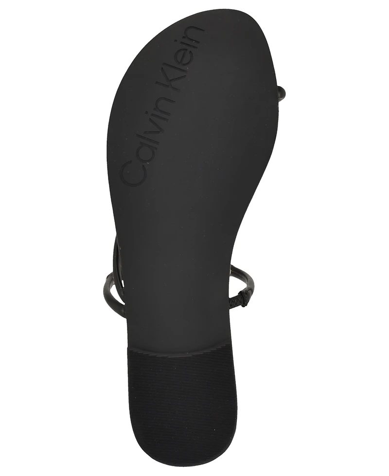 Calvin Klein Women's Bienna Strappy Ornamented Flat Slip-On Sandals