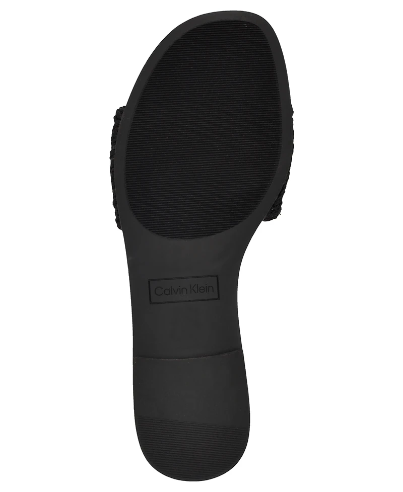 Calvin Klein Women's Kamine Woven Logo Flat Slip-On Sandals
