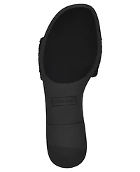 Calvin Klein Women's Kamine Woven Logo Flat Slip-On Sandals