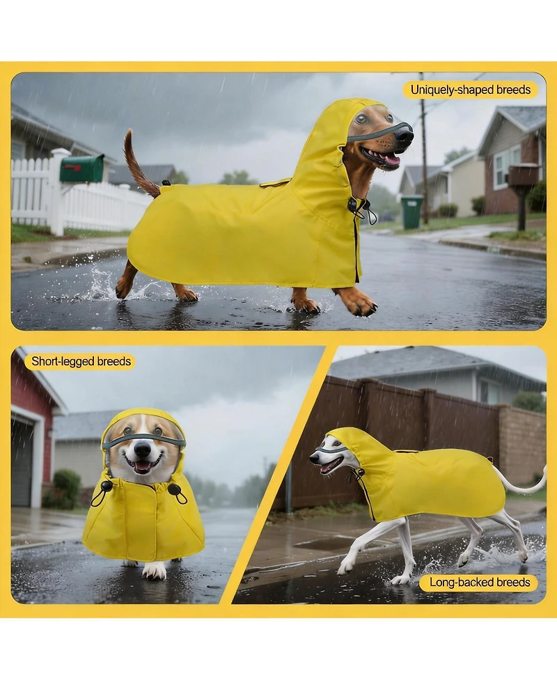 Aronkl Waterproof Windproof Dog Rain Jacket with Hood for Active Breeds - Breathable Mesh Lining
