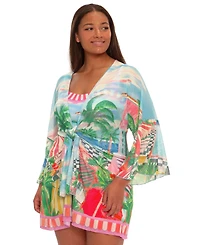 Becca Etc Plus Miami Beach Tie-Front Cover-Up Tunic