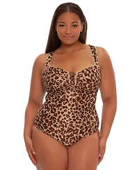 Becca Etc Plus Safari Leopard Metallic One-Piece Swimsuit