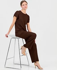 Anne Klein Essentials Petite Gathered Tulip Sleeve Top Ankle Pants