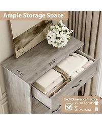 gaomon Farmhouse 5 Drawers Dresser for Bedroom, Tall Chest of Drawer, Wooden Vertical Dresser with Metal Handles and Stable Base