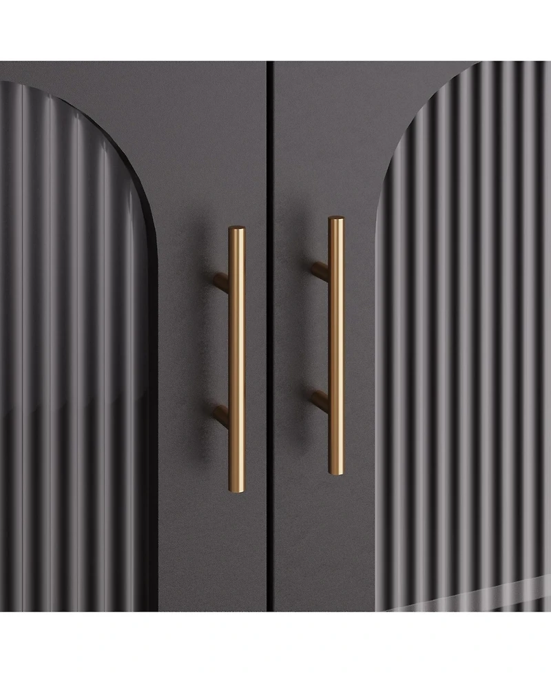 gaomon Sideboard Buffet Cabinet with Storage , Wooden Storage Cabinets with Glass Doors, Two Golden Metal Handles