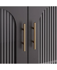 gaomon Sideboard Buffet Cabinet with Storage , Wooden Storage Cabinets with Glass Doors, Two Golden Metal Handles