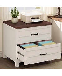 gaomon 2 Drawers Lateral File Cabinet with Deepened Tabletop, Farmhouse Wood Large Filing Cabinet for Legal/Letter File wHanging Rod, Sturdy Frame