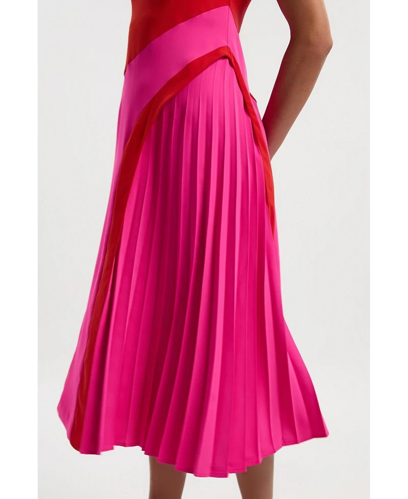 Karen Millen Women's Colour Block High Neck Midi Dress