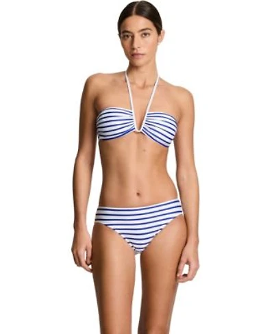 Lauren Ralph Lauren Womens Shirred Stripe Swim Top Stripe Pull On Swim Bottoms