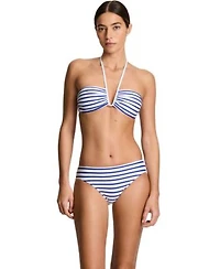 Lauren Ralph Lauren Womens Shirred Stripe Swim Top Stripe Pull On Swim Bottoms