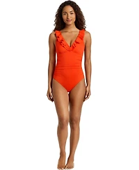 Lauren Ralph Lauren Women's Ruffle Surplice One-Piece Swimsuit