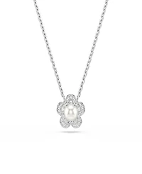 Swarovski x Ariana Grande Rhodium Plated Mother of Pearl Necklace and Earrings Set