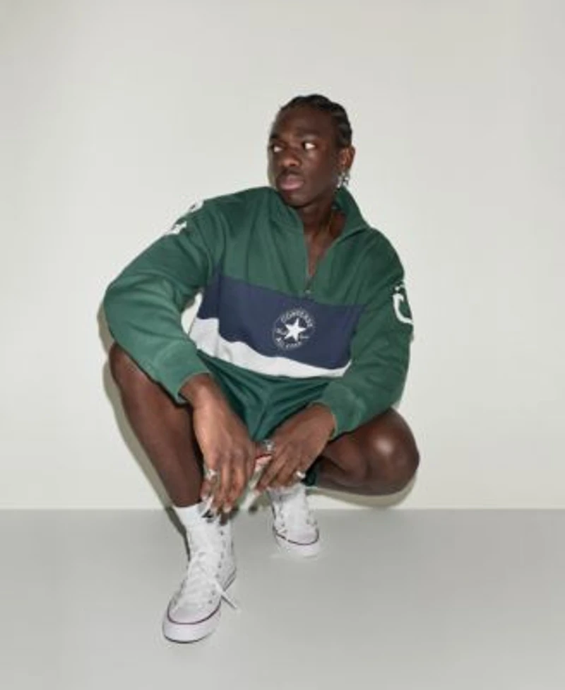 Converse Mens Regular Fit Collared Neck Sweatshirt Chuck Track Regular Fit Shorts