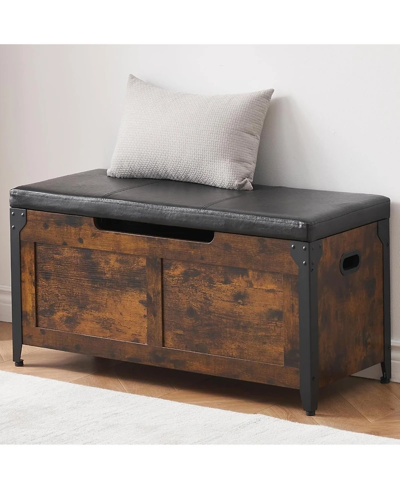gaomon Storage Chest Wooden Storage Bench with Safety Hinges Large Shoe Bench for Entryway Easy Assembly