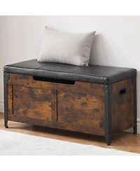 gaomon Storage Chest Wooden Storage Bench with Safety Hinges Large Shoe Bench for Entryway Easy Assembly