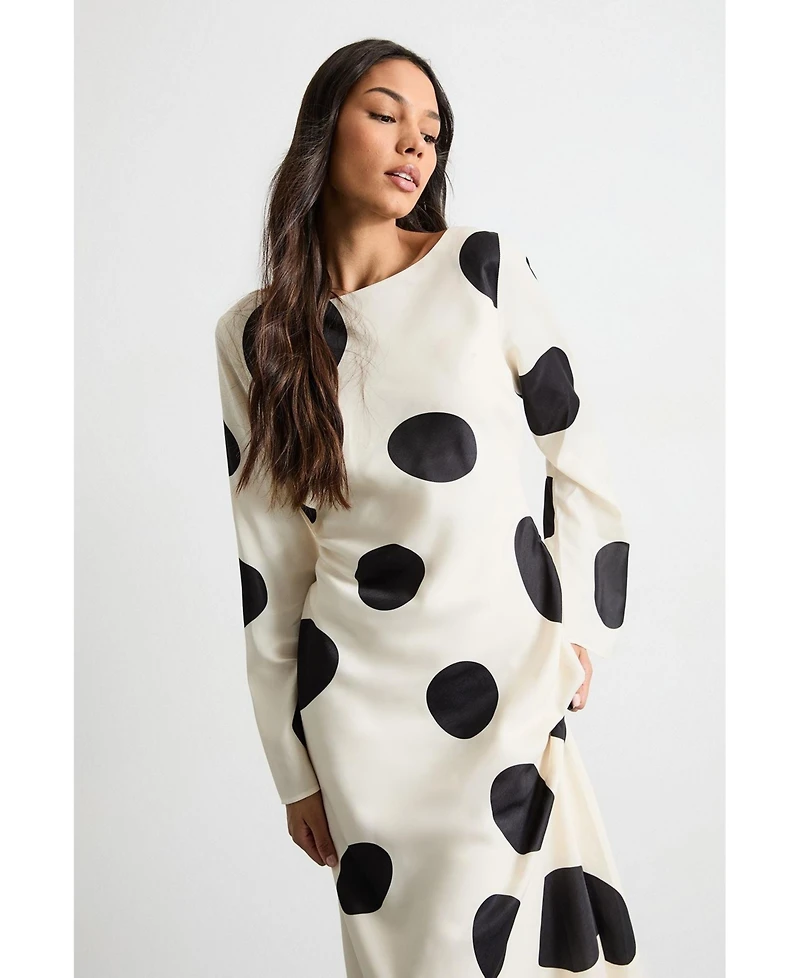 Warehouse Women's Polka Dot Scoop Back Maxi Dress
