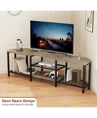 gaomon Tv Stand with 4 Open Shelves Corner Entertainment Center Power Outlets Plus Led Lights Media Console