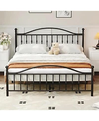 gaomon Metal Platform Bed Frame with Victorian Style Wrought Iron-Art Headboard and Footboard,Mattress Foundation,Under Bed Storage.