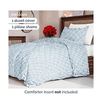Cgk Unlimited Duvet Floral Cover Set with Pillow Sham, Zipper Closure & Corner Ties