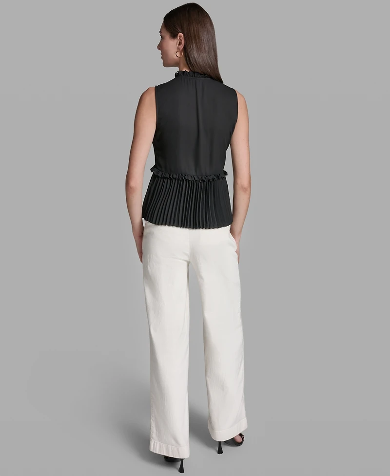 Bcbg Women's Ruffles Pleated Hem Top