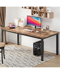 gaomon 78.7" Industrial Dining Table for 6, Wooden Long Table, Mortise Tenon, Metal Legs, Dining Room, Office, Retro