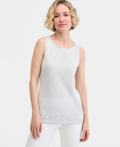 Jm Collection Women's Metallic Pointelle Sweater Tank Top, Macy's Exclusive
