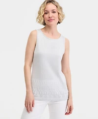 Jm Collection Women's Metallic Pointelle Sweater Tank Top, Macy's Exclusive