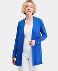 Jm Collection Women's Button-Sleeve Flyaway Cardigan Sweater