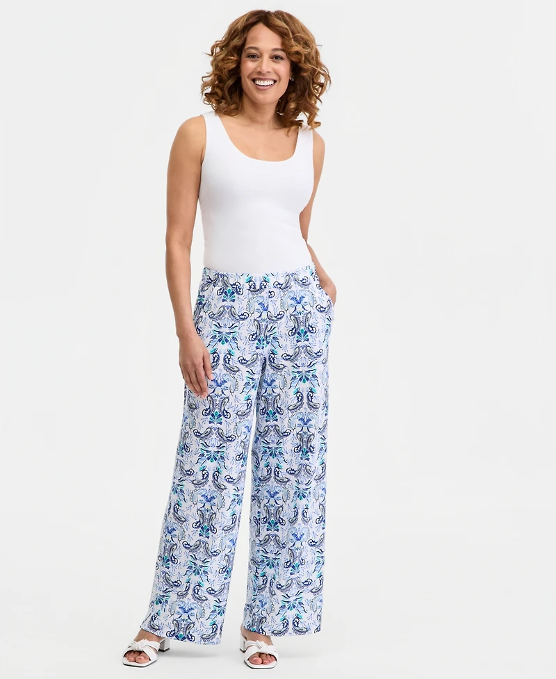 Jm Collection Women's Printed High Rise Pull-On Pants, Macy's Exclusive