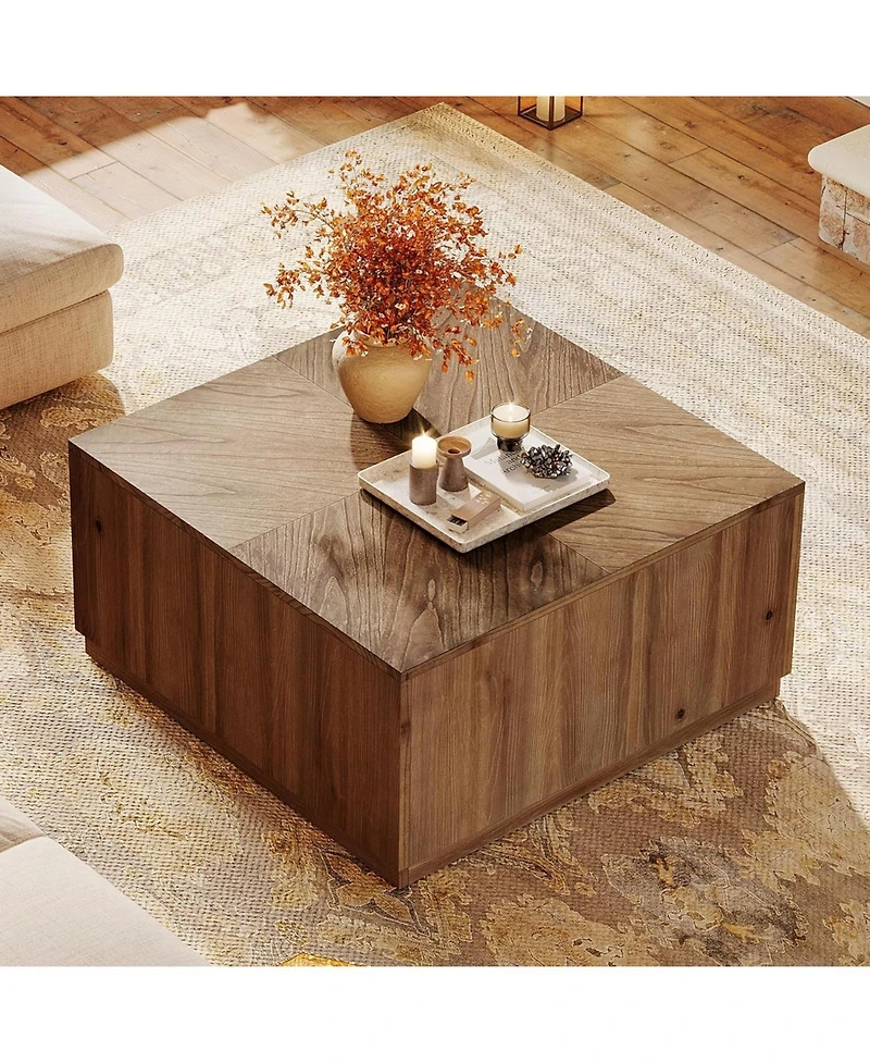 Tribesigns 31.5-Inch Square Coffee Table for Living Room, Solid Wood
