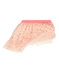 Kids Headquarters Girls' 2T-4T Flutter Sleeve Ribbed Top and Printed Tulle Skort, 2-Piece Set