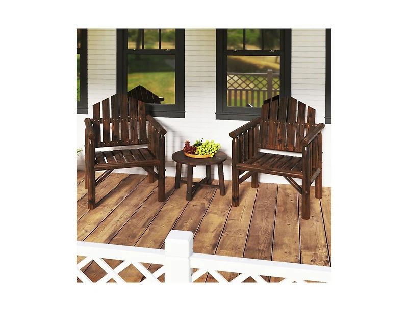 Slickblue Wooden Outdoor Patio Dining Armchair with Armrests