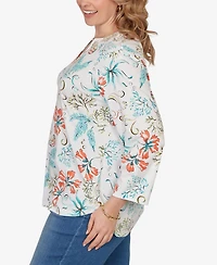 Ruby Rd. Plus Embellished Oceania Floral Knit Top