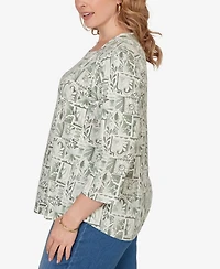 Ruby Rd. Plus Size Seashell Patchwork Knit Top