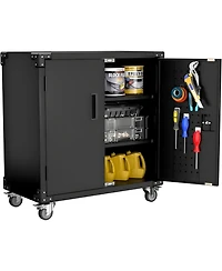 gaomon 36" Metal Storage Cabinet, with Lock, Mobile Tool Cabinet with 2 Adjustable Shelves & 4 Wheels, Heavy Duty Steel Organizer for Garage, Wor