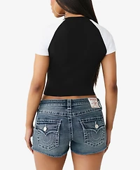 True Religion Women's Contrast Raglan Baby T-Shirt