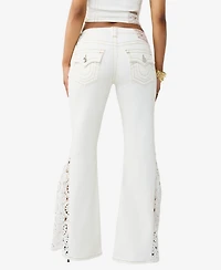 True Religion Women's Crochet Mid-Rise Flare-Flap Jeans