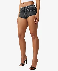 True Religion Women's Spicy Mid-Rise Super T-Flap Shorts