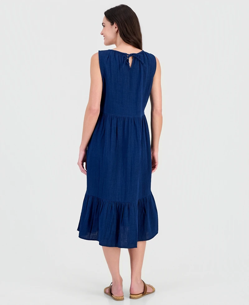 Style & Co Women's Cotton Gauze Sleeveless Tiered Dress, Macy's Exclusive