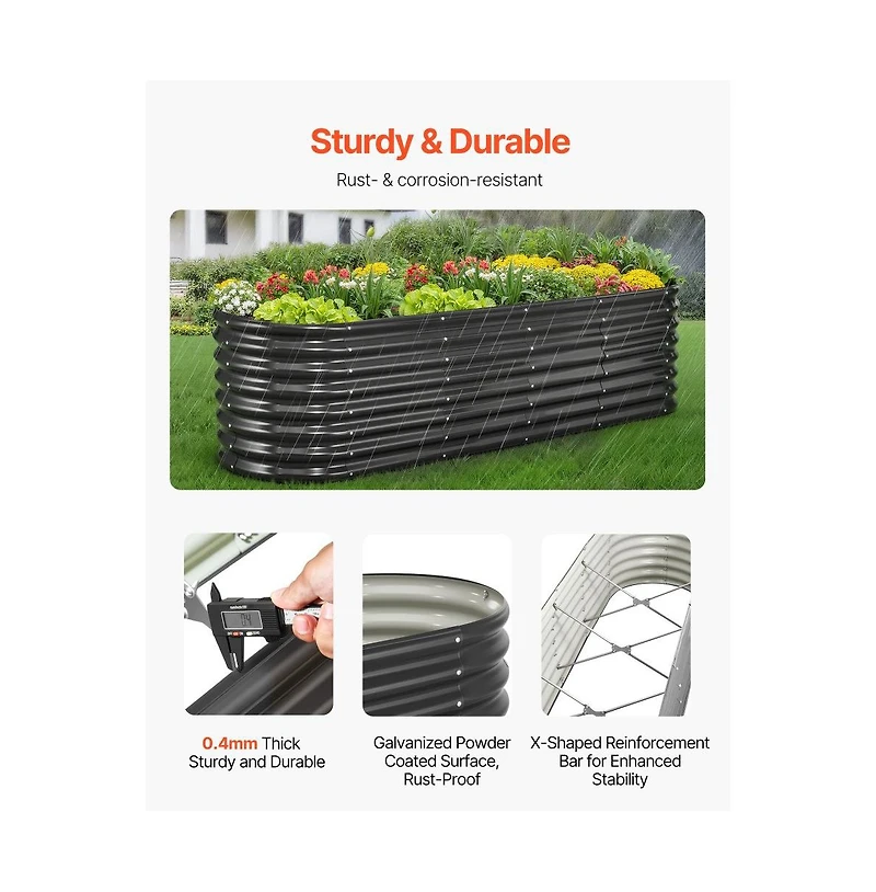 Slickblue 8x2x2 ft Oval Galvanized Metal Raised Garden Bed