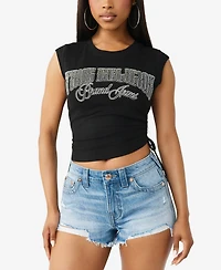 True Religion Women's Crystal Side Ruch Baby Top